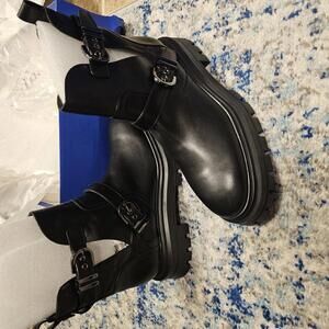 Stuart Weitzman Maverick Bedford Motor Black Leather Boots sz 10